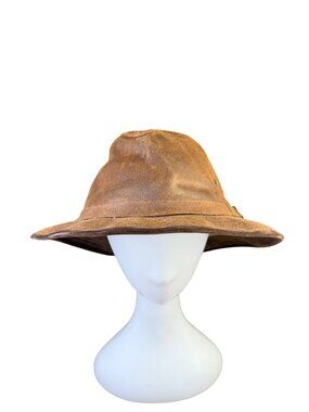 L.L.Bean Mens Brown Leather Safari-Style Hat Durable Outdoor Sun Hat